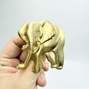 Gold Tone Elephant Large Brooch Pin
